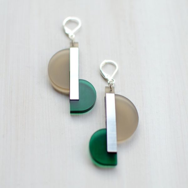 Duo long Taupe Vert Argenté